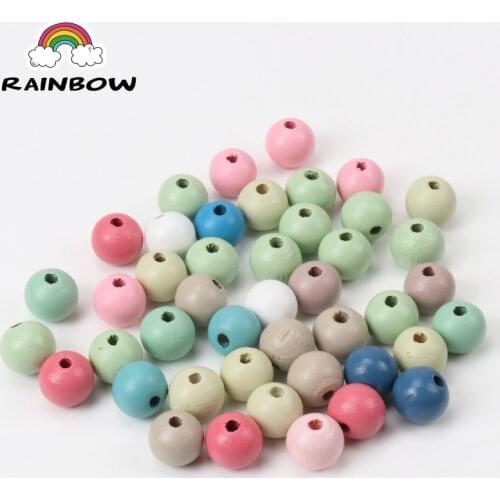 2018 New Mix Spring Color Natural Wooden Bead Round Ball Spacer Beads For Decoration Jewelry Making DIY 12mm 50Pcs AL95