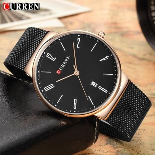 NEW Gold CURREN Watch Men Steel Casual Sport Mens Watches Top Brand Luxury Waterproof Clock Male Quartz Watch Relogio Masculino