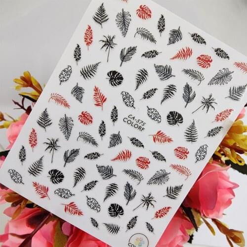 Geometry Stickers for nails Leaf Design Self adhesive Nail Art Decoraciones Sliders Foil Manicure Accessories