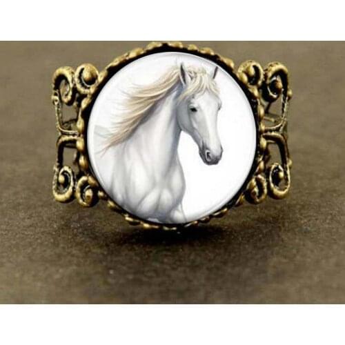 Steampunk Horse Ring Horse Horse jewelry Glass Dome Rings men women gift vintage 1pcs/lot best friends gift charms vintage xmas