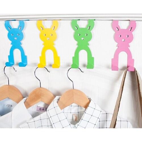Wrought Iron Door Hook Cartoon Hangers Tidy Door Back Hook Rack Home Clothes And Hats Multifunction Storage Nail-Free Household
