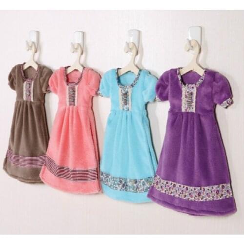 Creative Lovely Princess Skirt Dress Hand Towel Cute Absorbent Cora Kids Bathroom Towel With Hanging Hook