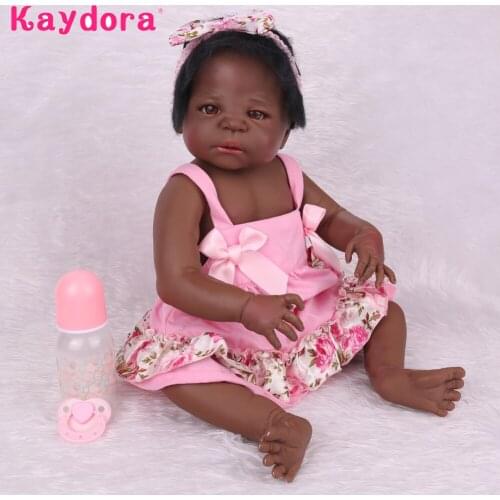 New Arrival Africa America Full silicone Reborn baby Black Dolls 55cm Girl Bath Play Toys Kids Boneca Toddler xmas Birthday gift