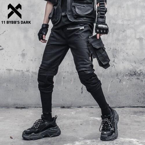 11 BYBBS DARK 2021 Zip Detachable Pocket Pants Hip Hop Patchwork Cargo Pants Men Functional Loose Trousers Streetwear Techwear