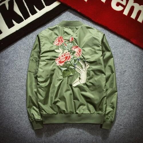Mens coat brand jackets and coats embroidery florales flight bomber jacket women military windbreaker ceket chaquetas mujer