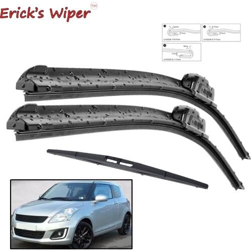 Ericks Wiper Front & Rear Wiper Blades Set Kit For Suzuki Swift Hatchback 2010 - 2017 Windscreen Windshield Window 21"18"10"