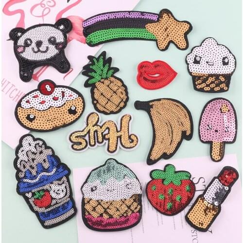 50pcs/Lot Embroidery Patches Letters Clothing Decoration Accessories Animal Fruit Pineapple Diy Iron Heat Transfer Applique