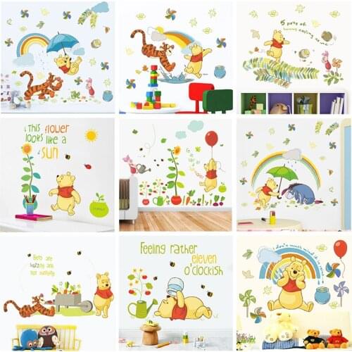 Disney Winnie Pooh Wall Stickers For Kids Rooms Nursery Home Decor Cartoon Animals Wall Decals Pvc Mural Art Diy Wallpaper