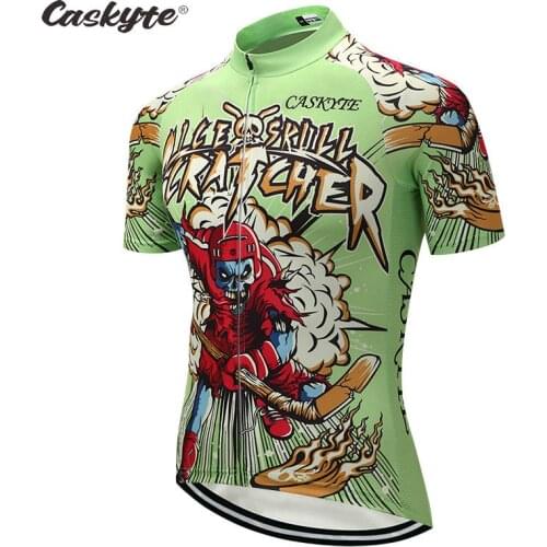 CASKYTE Funny Bicycle Jersey Bike T-Shirt Outdoor Road MTB Cycling Men Clothing Quick Dry Short Sleeve Shirt Tops