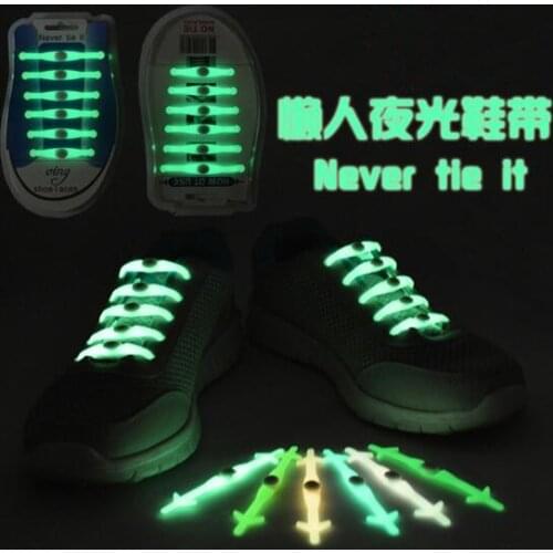 New Arrival Luminous Arrow Head Silicone Shoelaces (No need to tie) Lazy Shoelaces For Sneakers Sport Shoes 12 pieces/lot