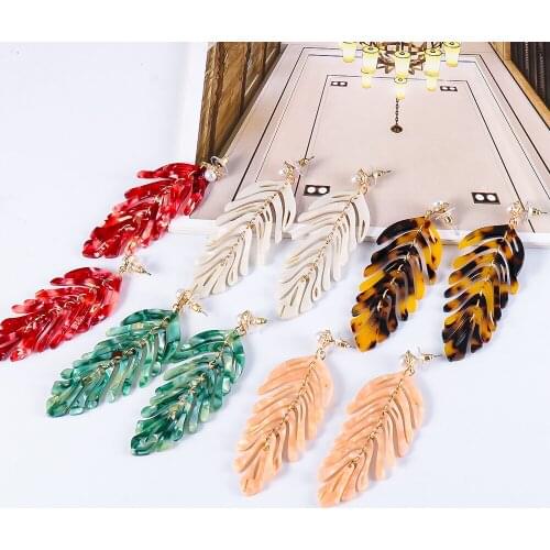 New Colorful Acrylic Leaves Dangle Drop Earrings Fashion Pendant Hangle Earrings For Women Jewelry Accessories Wholesale Gift