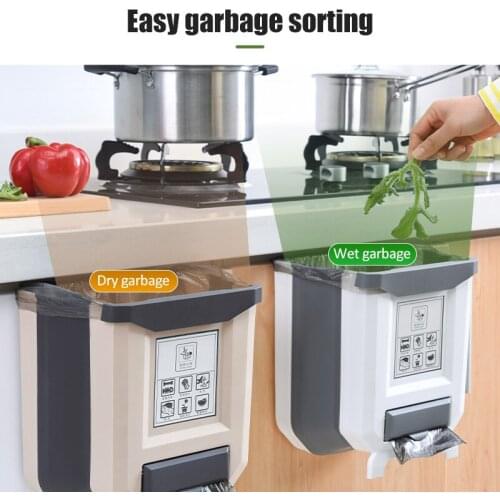 New Product Foldable Kitchen Trash Can Kitchen Cabinet Trash Door Hanging Trash Can Car Trash Can Toilet Garbage Waste Storage