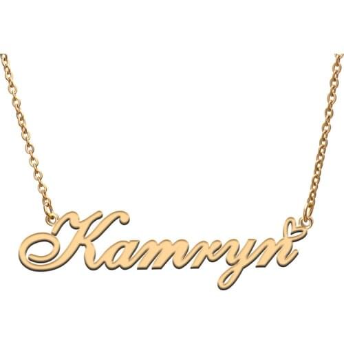 Love Heart Kamryn Name Necklace for Women Stainless Steel Gold & Silver Nameplate Pendant Femme Mother Child Girls Gift