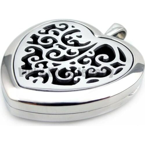 Peach Heart Shape Steel Cloud (30mm) Aromatherapy / Essential Oils Perfume Diffuser Locket Necklace