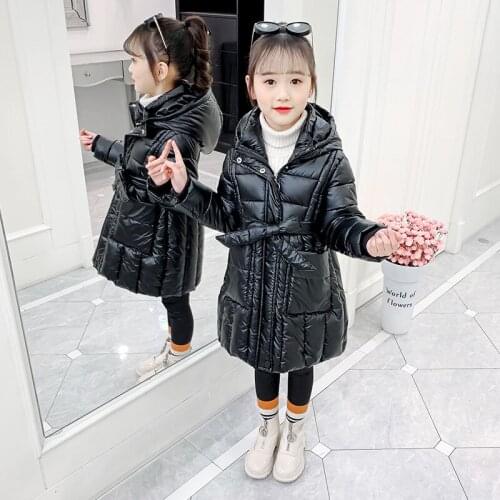 2020 Winter Girls Warm Coat Fahion Solid Thicking Long Baby Girl Jackets Parka Kids Outerwear Clothes for 3-12 Years old