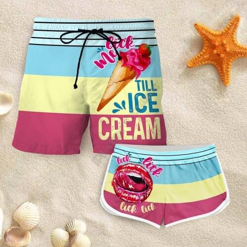 Couple Matching Lick Me Shorts 3d Shorts women for men Elastic Waist Shorts Summer Couple Beach Shorts 02