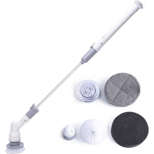Rechargeable Wireless Electric Cleaning Machine Long Handle Telescopic Floor Tile Bathtub Wall Glass Cleaning 5 Brush Heads