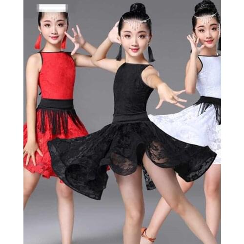 Free Shipping Latin Dance Dress for Girls Fashion Ballroom Dancing Dresses for Kids Dancewear Children Stage Performance Costume