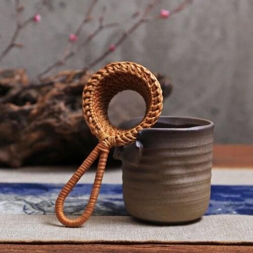 Rattan Tea Funnel Tea Strainer Anti-Scald Filter Kung Fu Tea Set Bamboo Gauze Filter Funnel Tea Infuser Tea Accessories