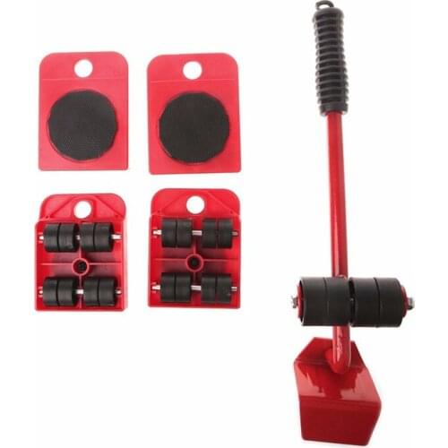 Hot Sale Furniture Mover Set Furniture Transport Lifter Heavy Stuffs Moving Tool 4 Wheeled Mover Roller+1 Wheel Bar Hand Tools