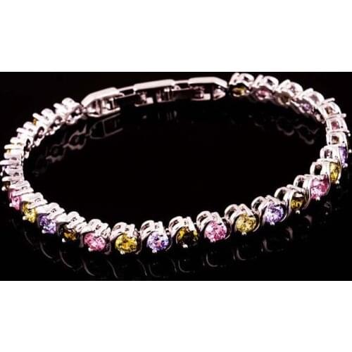 Simple trend exquisite high-end set with round CZ rhodium girls Bracelet
