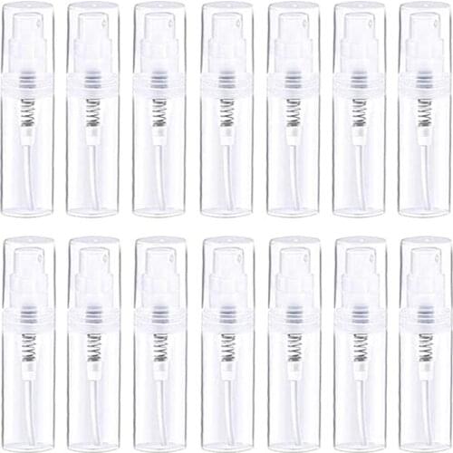 500pcs Transparent Plastic Spray Bottles 2ML 3ML Mini Refillable Essential Oil Perfume Sample Vial Empty Cosmetic Containers