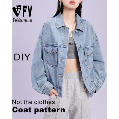 Cutting pattern womens denim short jacket garment structure design drawing 1:1 DIY pattern BWT-128
