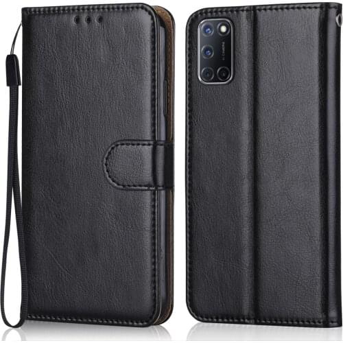 Folio Luxury Leather Case for On OPPO A52 Wallet Stand Flip Case Phone Bag with Strap