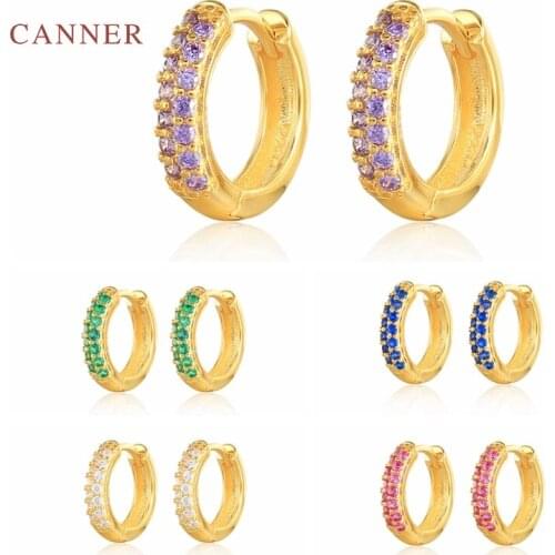 CANNER 925 Sterling Silver Earrings For Women Ins Lavender Hoop Earrings Ear Piercing Pendientes Mom Gift 2021 Trend Vintage