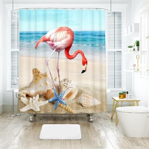 Flamingo 3D printing Pattern Modern Polyester Waterproof Mildew Shower Home Decoration Curtain Bathroom Curtain