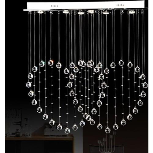 Modern Crystal Light Fixture Rectangular Crystal Ceiling Lamp lustres de cristal Love Curtain Lamp with 6 GU10 Lights included