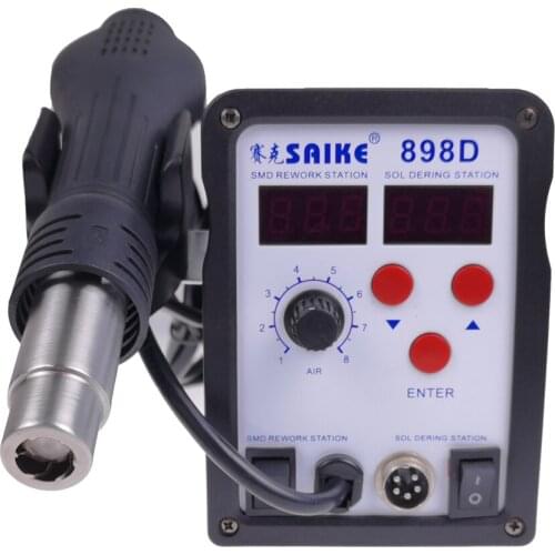 SAIKE 898D hot air welding table Hot air gun welding table two in one high power 220V
