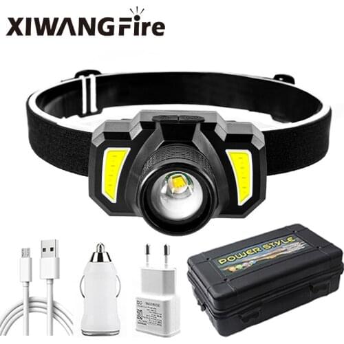 XIWANGFIRE LED Strong Light Telescopic Zoom Headlight USB Charging Outdoor Riding Night Fishing Headlight Smart Sensor