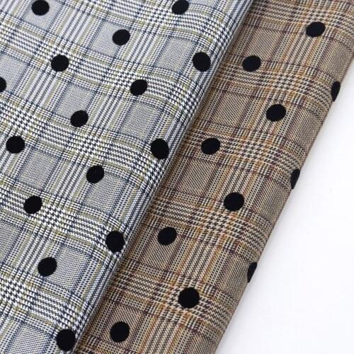 TR Yarn-dyed Stretch Twill Plaid Flocking Polka Dot Polyester Fabric For Suit Fashion Designer Fabric