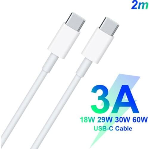 USB-C Charge Cable 2m USB2.0 3A Fast Charging for MacBook/Pro/Air iPad Pro and 29W 30W 61W 87W Type-C Power Adapter