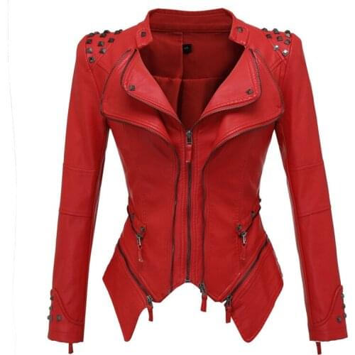 2020 Faux Leather Coat Women Winter Autumn Black Fashion Motorcycle Clothes Outerwear Faux Leather PU Jacket Gothic Clothing New