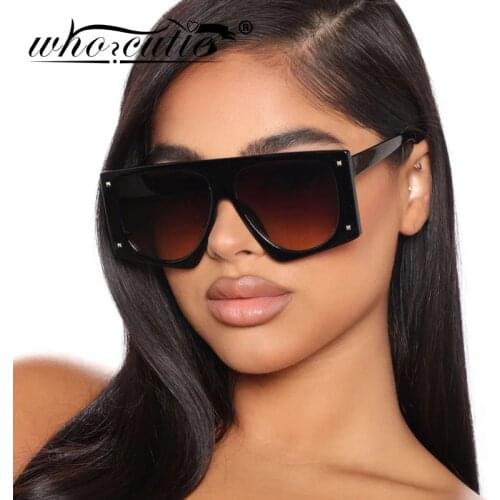 WHO CUTIE Fashion Big Oversized Sunglasses Women 2019 Brand Design Vintage Retro Square Gradient Sun Glasses Men Shades S045
