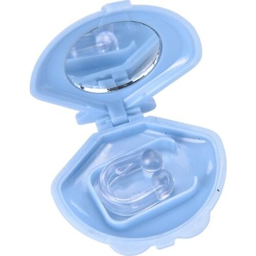 1Pc Blue Color Silicon Stop Snoring Nose Clip Anti Snore Sleep Apnea Aid Device Night Tray Anti Snore Clip with Case