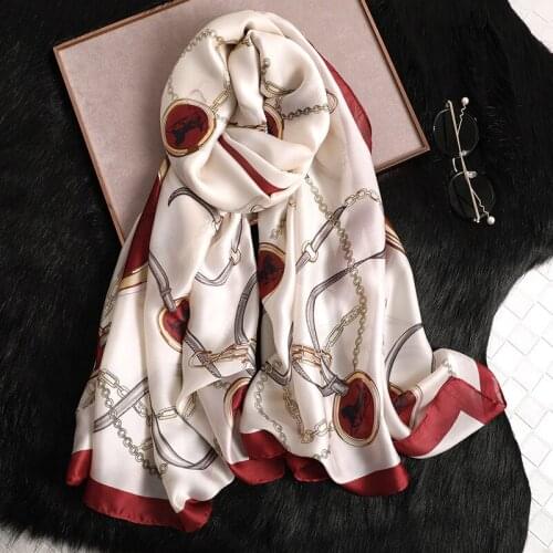 2020 New Autumn 100% Silk Scarf Women Luxury Brand Designer Belts Shawls and Wraps Foulard Femme Bandana Mujer Plus Size 180cm
