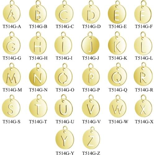 26pcs/lot Stainless Steel Gold Color Round Alphabet Charms DIY Initials with Jump Ring From A-Z Pendant Accessories Jewelry