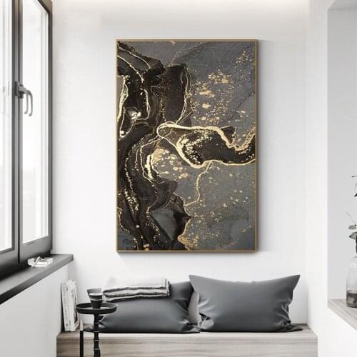 Abstract Black Gold Line Canvas Poster Marble Luxury Print Modern Home Decoration Wall Art Painting Living Room Wall Picture