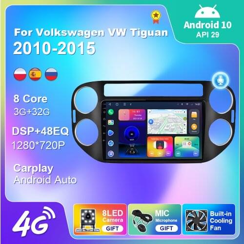 Android 10 Car Radio For Volkswagen VW Tiguan 2010-2015 GPS Navigation Multimedia Player 2 Din 4G WIFI Camera Automotive Goods