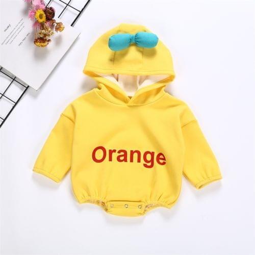 2020 New Baby Super Cute Casual Orange Hooded Bodysuit Babies Boys Girls Hoodies Clothes Bodysuits Outfit 0-12M ropa de bebe