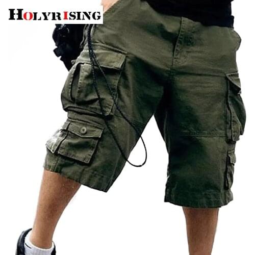Holyrising Free belt Men 100% cotton short Multi Pocket Military Short Men Camouflage Cargo shorts trousers 11 Colors 18803-5
