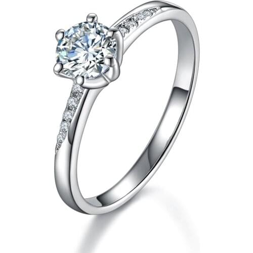 Pure in Heart 0.6Ct 5.5 mm G-H Moissanite Diamond Ring Wedding Jewel Test Positive 925 Sterling Silver Promise Ring
