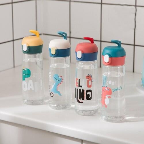 500ML Fashion Brand Childrens Straw Cup Plastic Water Bottles Baby Cartoon Ncreative Student Kettle Water Bottles School Kids