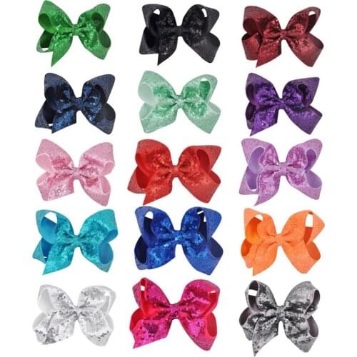 15Pcs/lot 6 Inch Girls Hairwear Hair bow Girl children Cute Hair Bows Clips With Sequins Hair Accessories