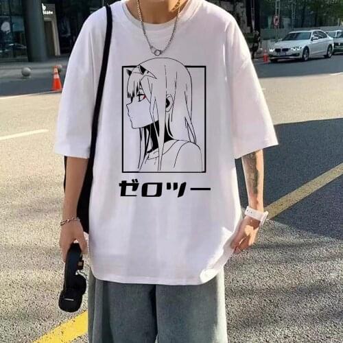 Zero Two Tshirt Women Men Darling In The Franxx Costume Short Sleeve Hip Hop Harajuku Sudadera