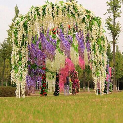 Artificial Wisteria Flowers Vine Silk Flower Wedding Stage Party Garden Balcony Home Hanging Decor DIY Bridal Bouquet Wreath