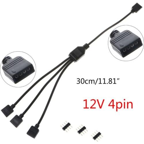 12V 4Pin AURA RGB Extension Adapter Cable Motherboard to RGB Connector Splitter Hub Cord for PC LED Light Strip
